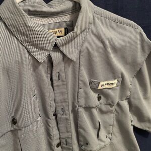 Magellan Fish Gear Outdoors Blue and White Plaid Shirt